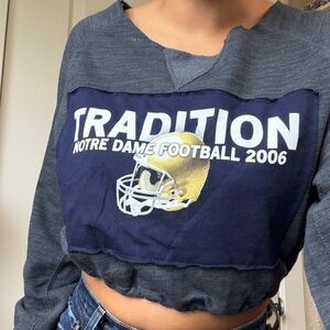 Notre Dame Crop Sweatshirt Vintage Reworked Small
